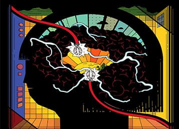Illustrated brain graphic from The New York Times Magazine article
