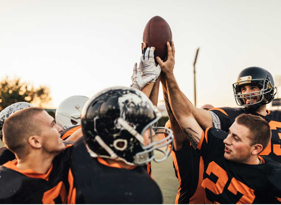 Football players celebrating
